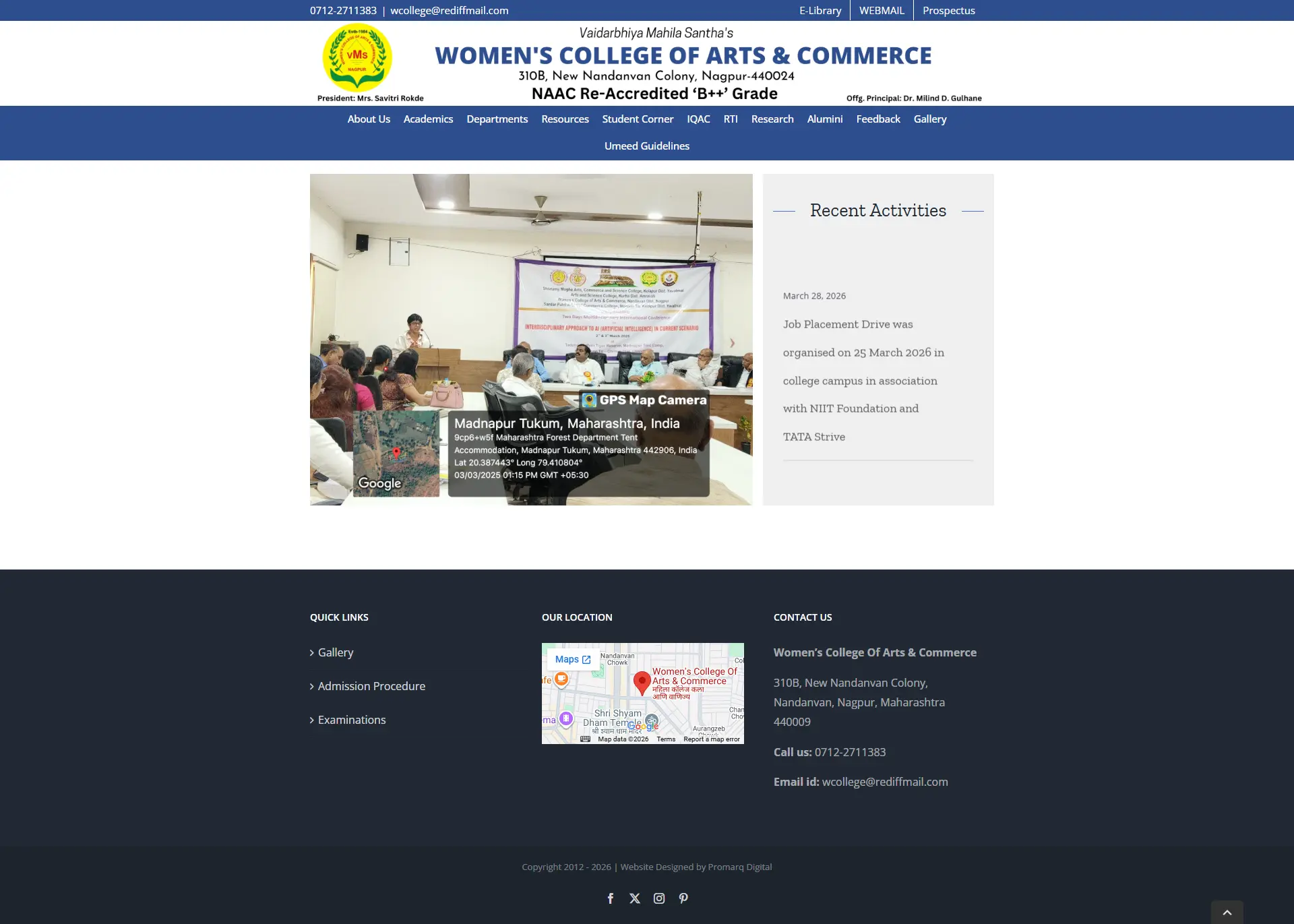 Women's College, Nagpur Website Screenshot